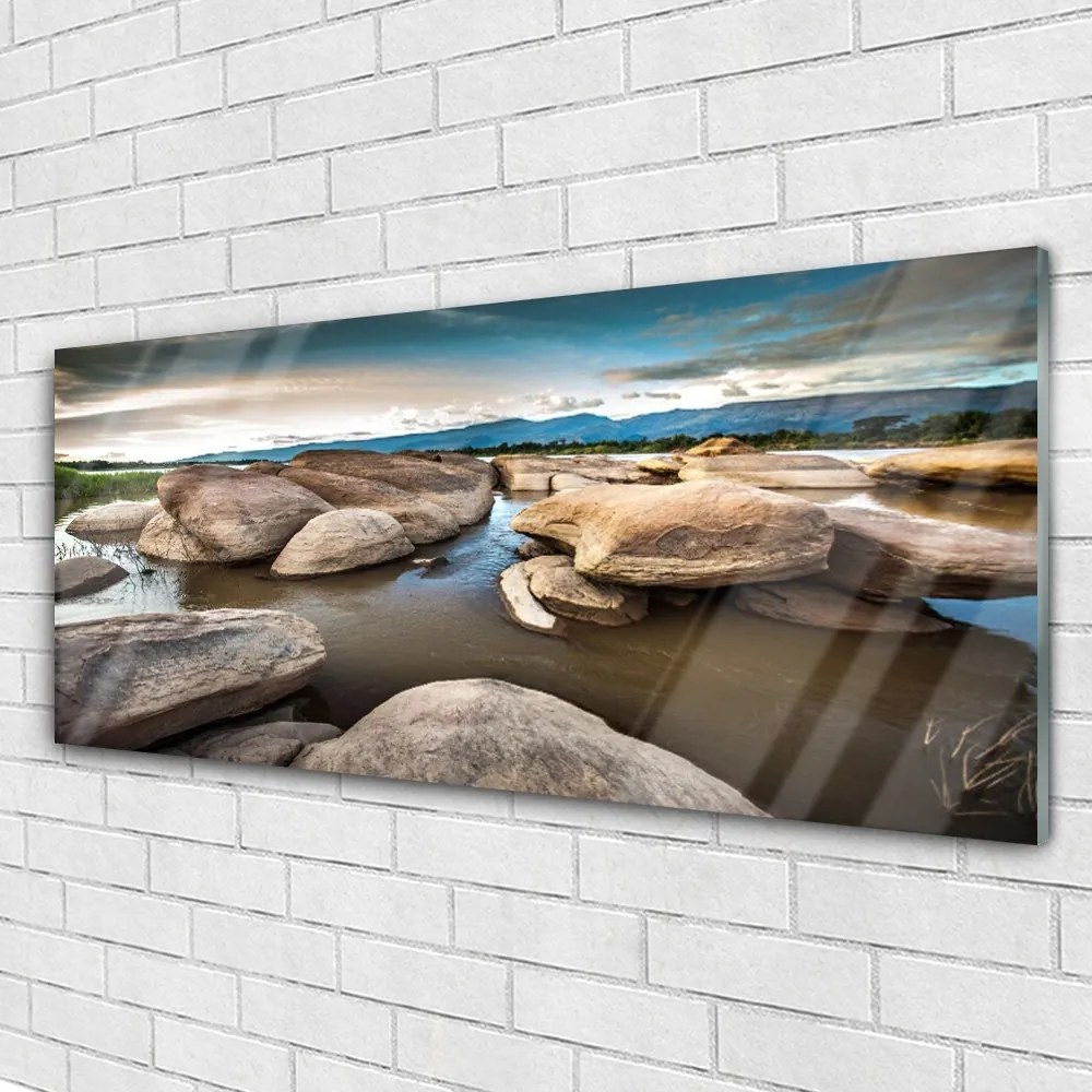 Üvegkép falra szikla táj 100x50 cm