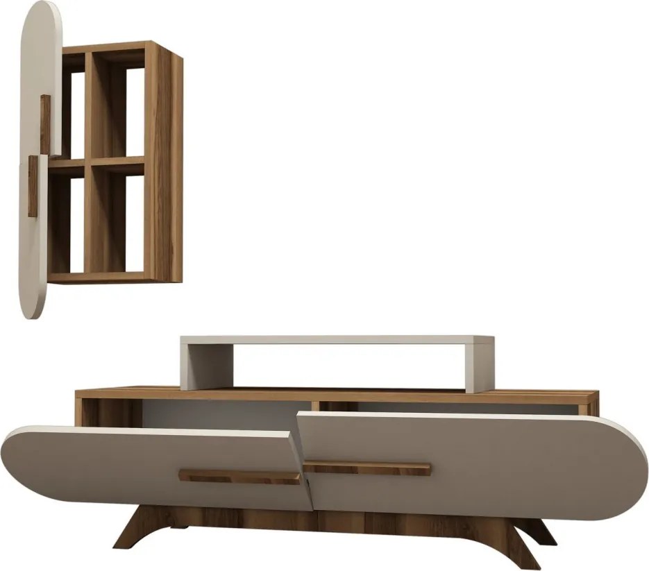 TV-állvány, dió-krém, 145 cm