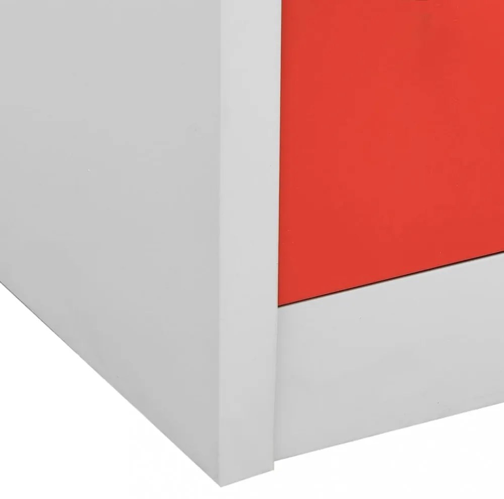 2 db világosszürke-piros acél zárható szekrény 90x45x92,5 cm