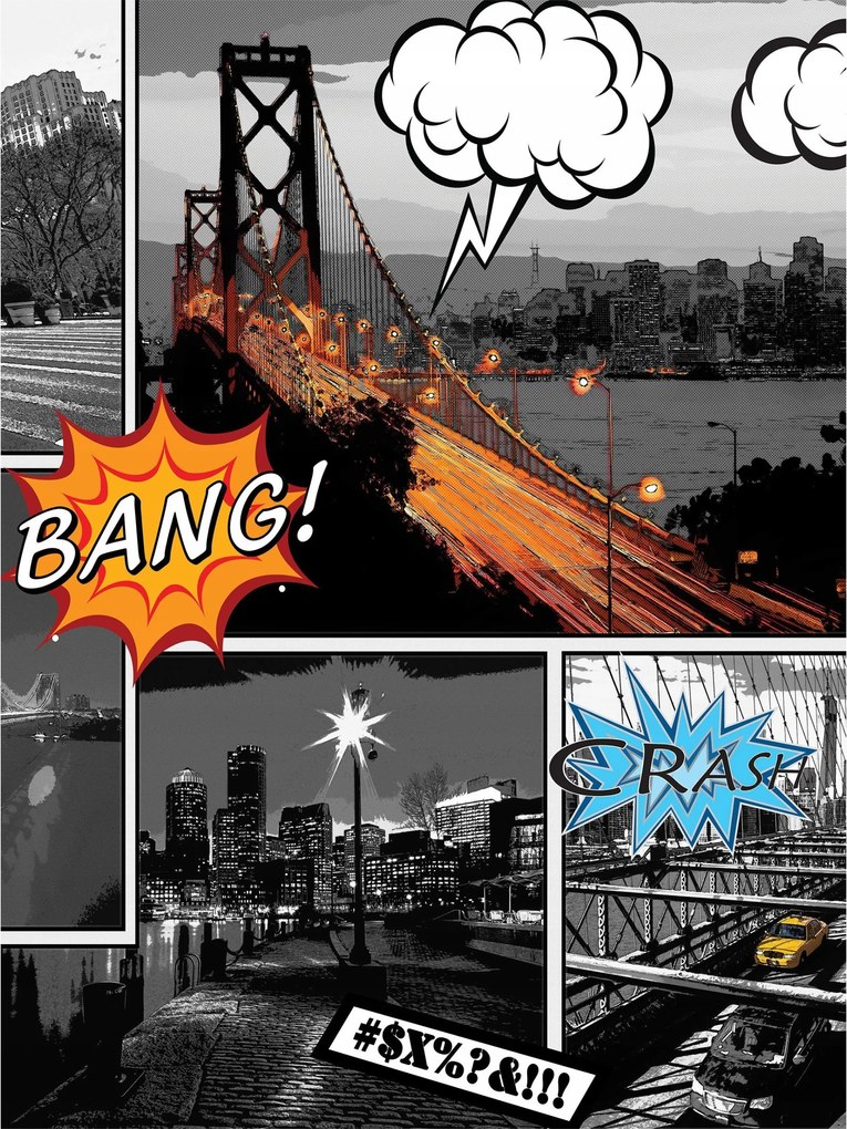 Flizelin fotótapéta New York Pop-Art Városi energia Taxi 206x275 +ragasztó