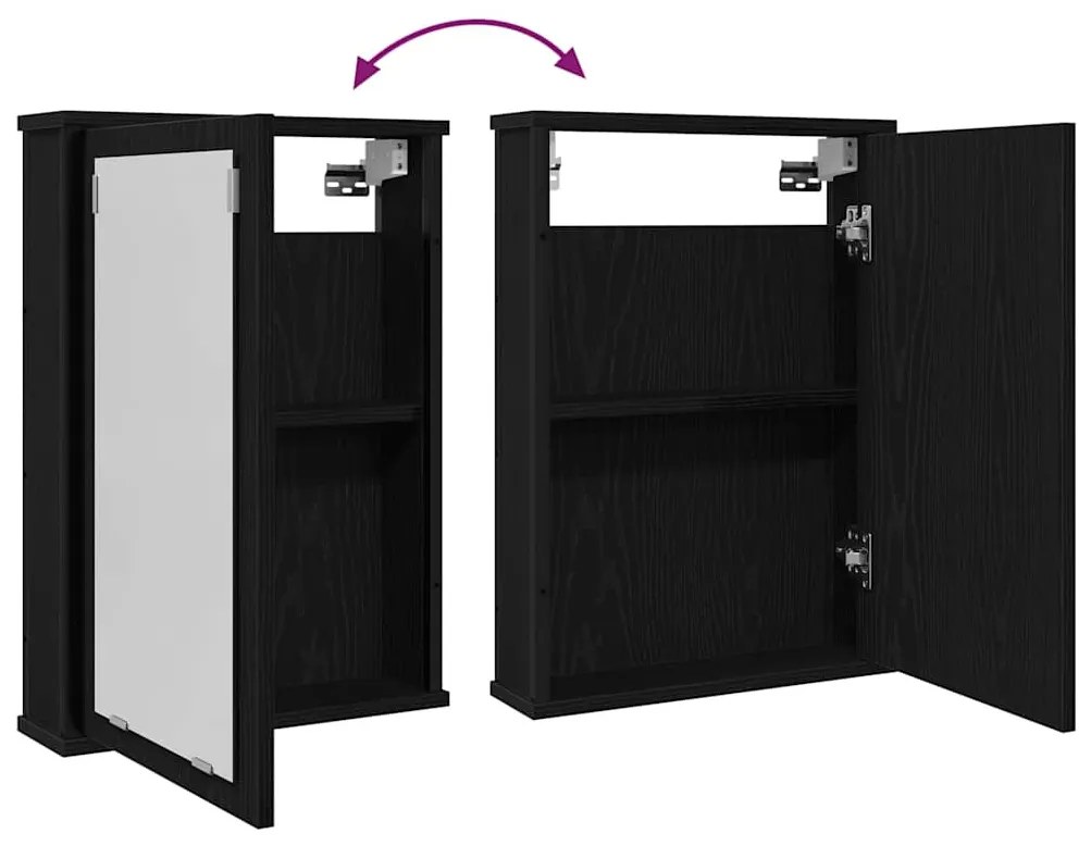 fekete tölgy szerelt fa fürdőszobai tükör 42 x 12 x 60 cm