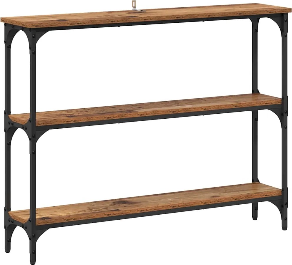 vidaXL Konzolasztal polcokkal Régi fa 100 x 22,5 x 75 cm Faanyag