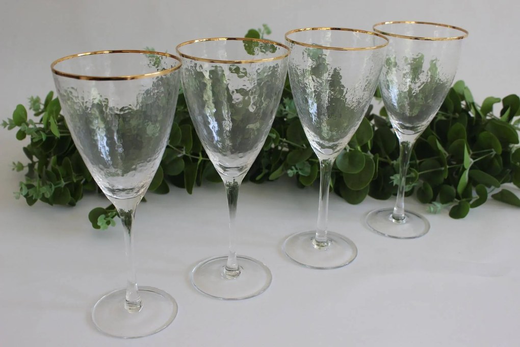 Üveg borospohár arany peremmel 4db 480ml