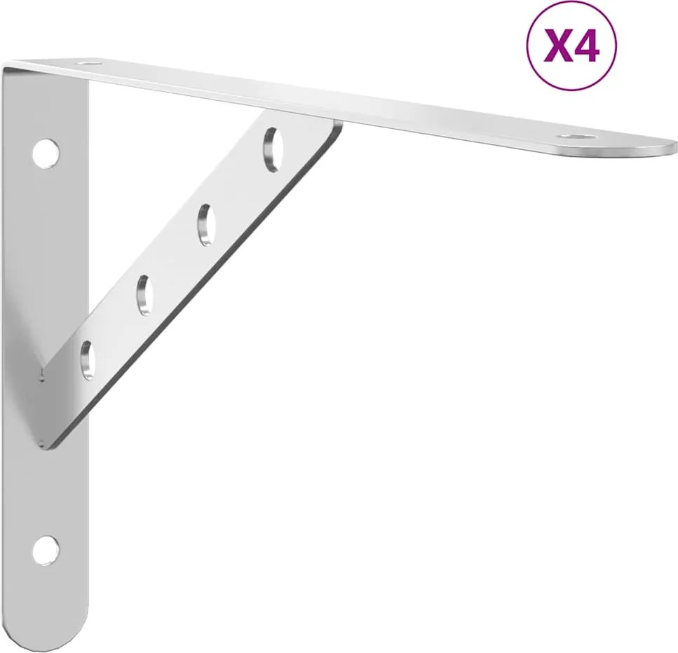 vidaXL 4 db ezüstszínű rozsdamentes acél polctartó 30x2,5x15,5 cm