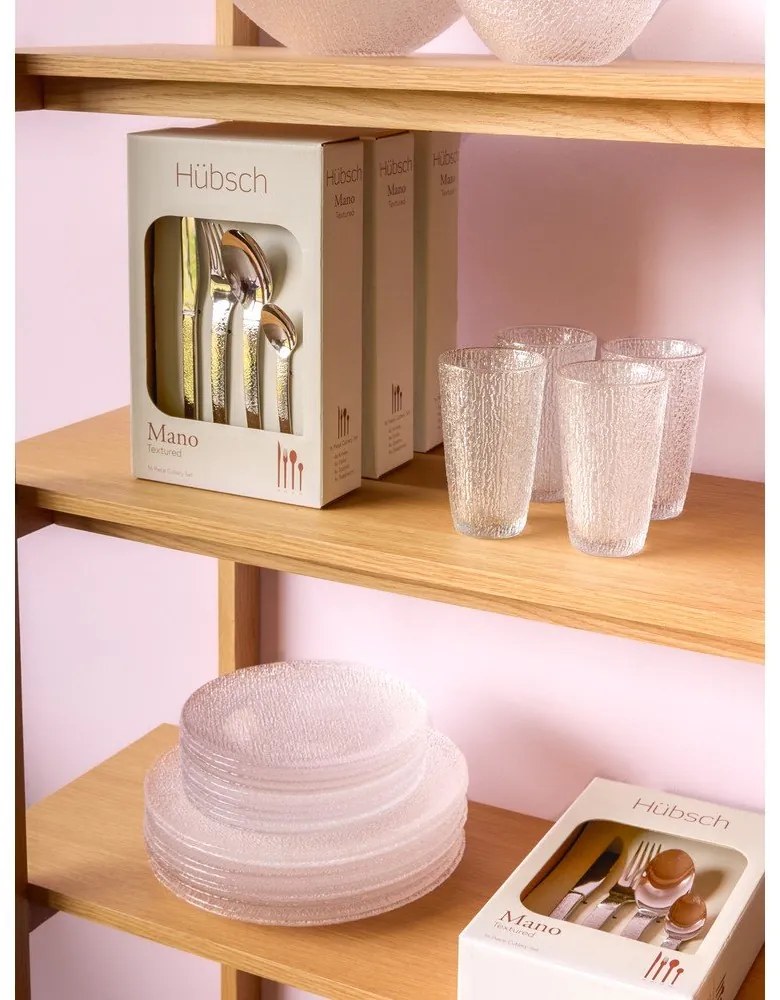 Ezüstszínű rozsdamentes acél evőeszköz készlet 16 db-os Mano – Hübsch