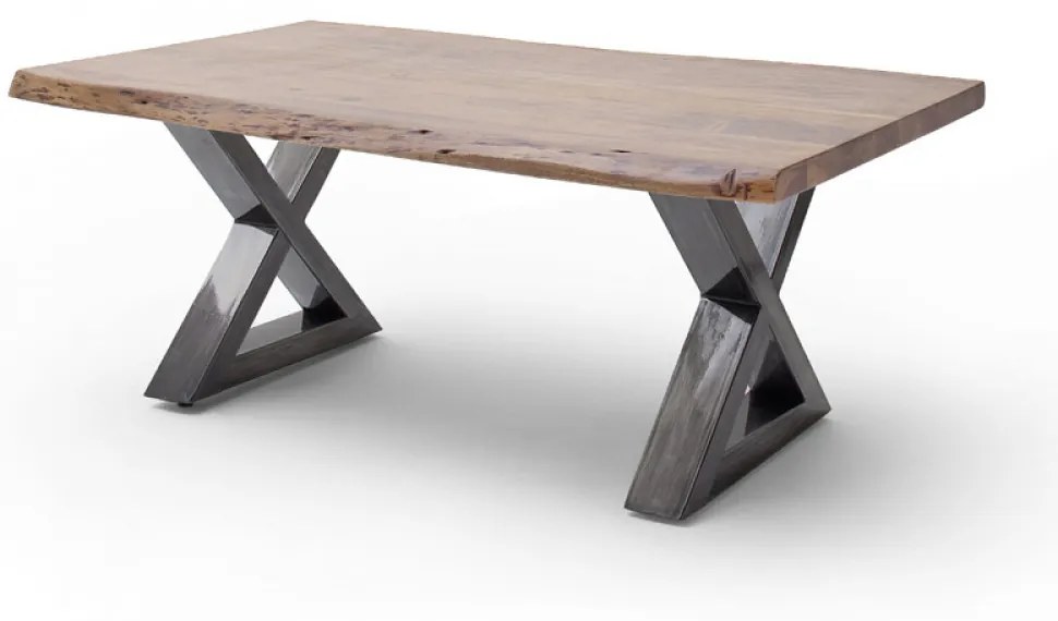 CARTAGENA dohányzó asztal akácfa 110x70cm - X alakú antikolt lábbal - Dió