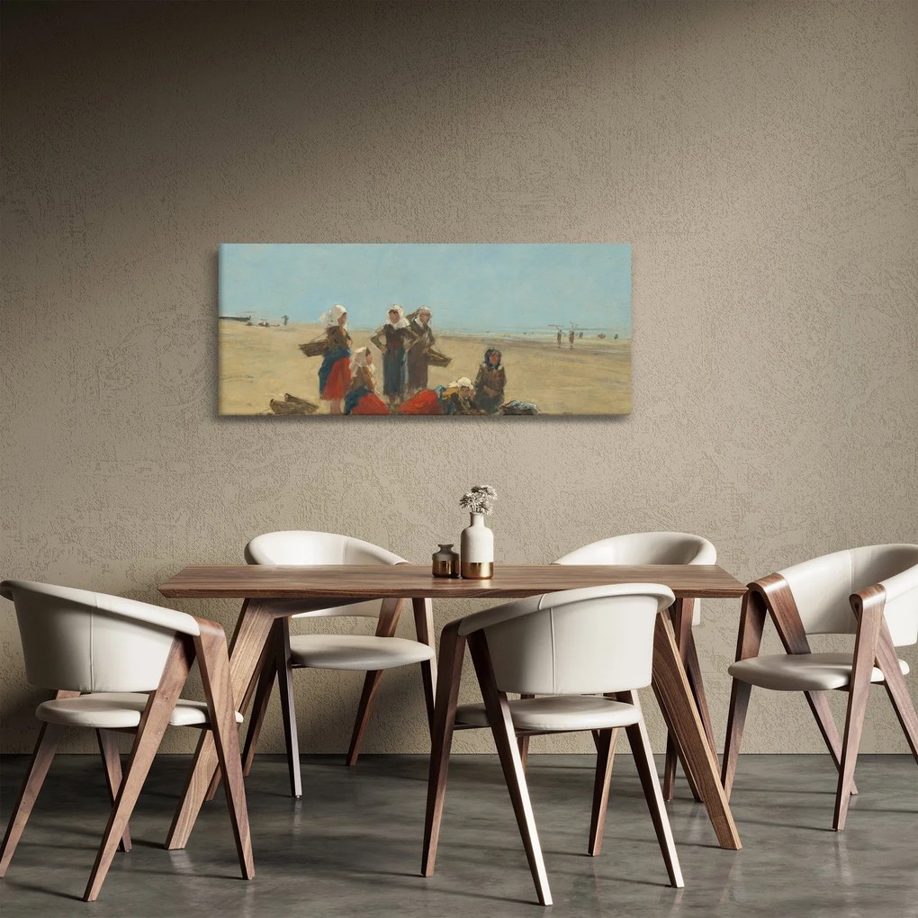 Kép - Eugène Boudin, Women on the Beach at Berck, reprodukciók (120x50 cm)
