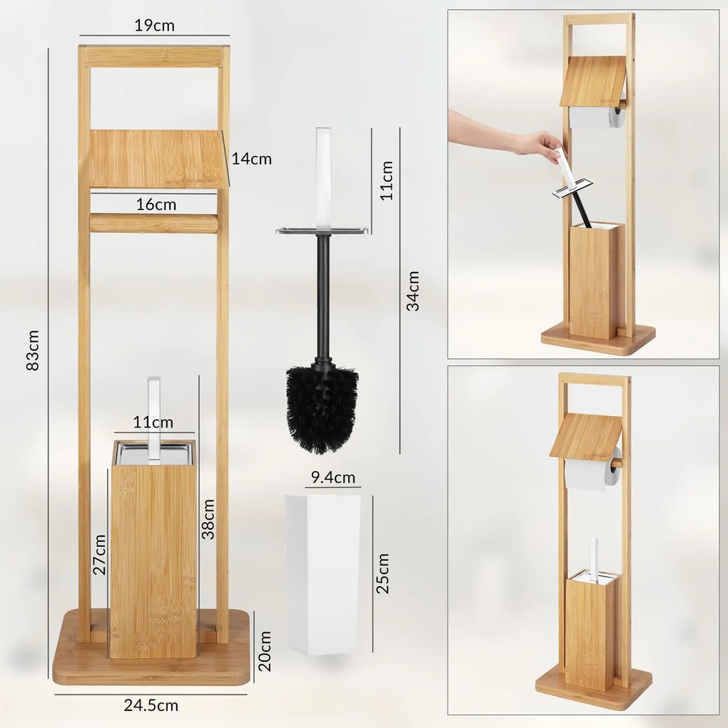 Casaria® Bambusz WC-készlet - 83x24,5x20 cm