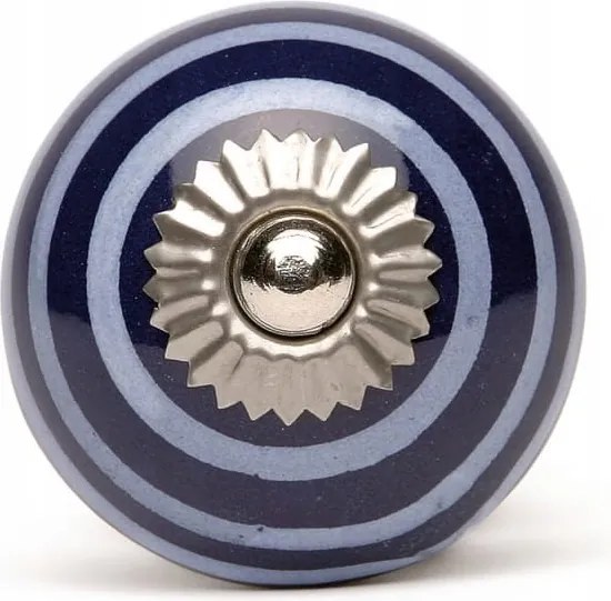 Sötétkék-fehér Csíkos bútorgombok