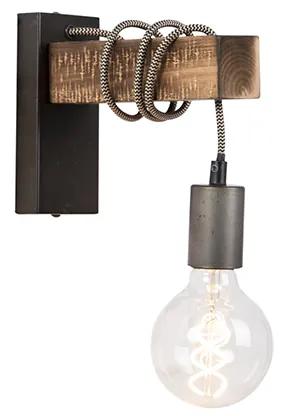 Intelligens ipari fali lámpa, fekete, fával, WiFi G95 - akasztóval