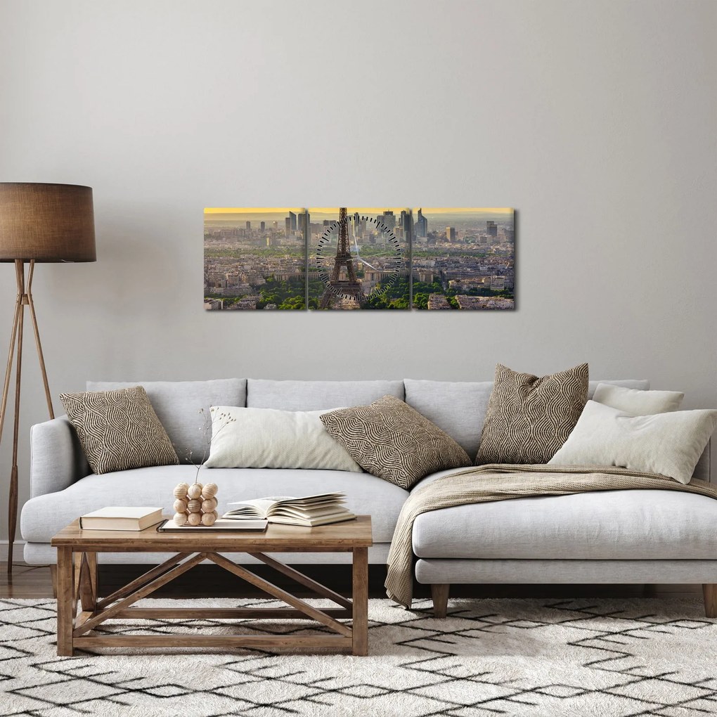 Kép - Párizsi panoráma (órával) (90x30 cm)
