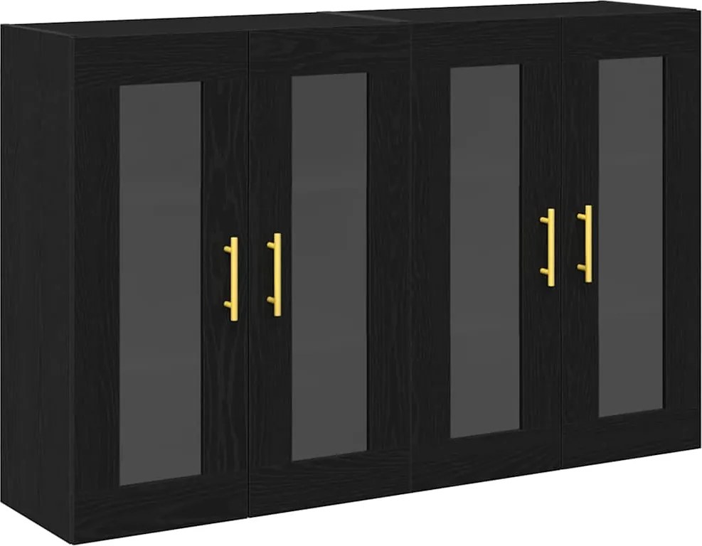 vidaXL Fali Szekrények 2 pcs Fekete tölgy 69,5 x 34 x 90 cm Faanyag