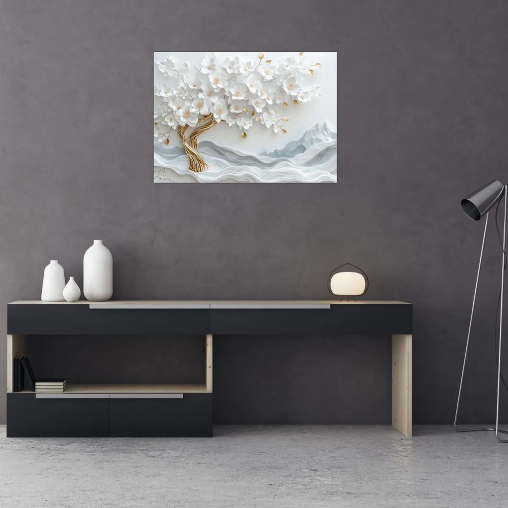 Üveg kép – 3D elegáns életfa (70x50 cm)