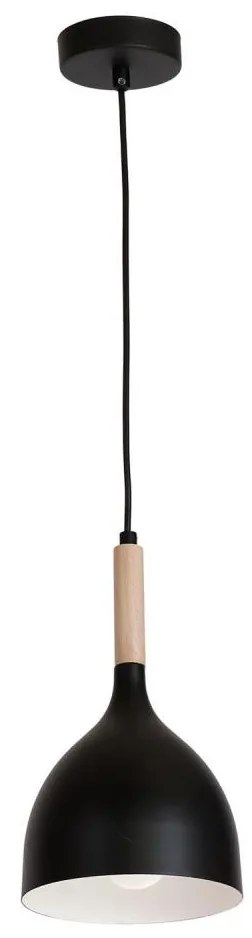 Csillár zsinóron NOAK WOOD 1xE27/15W/230V fekete/bükkfa