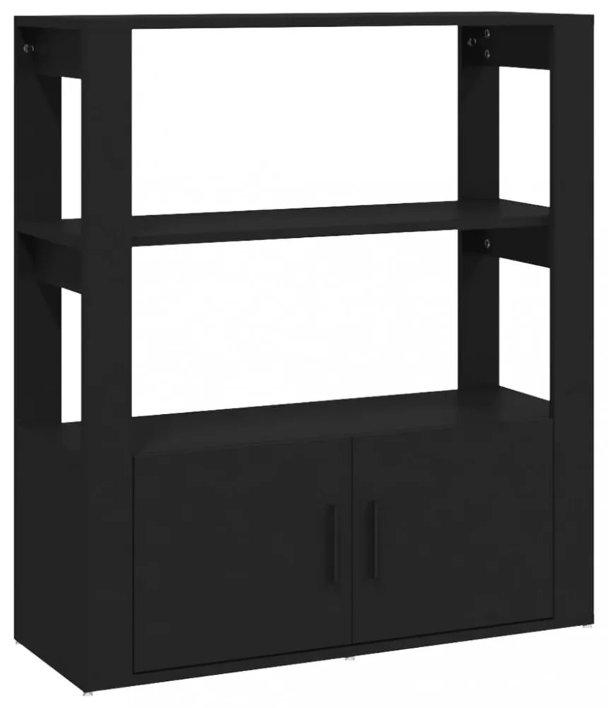 fekete szerelt fa tálalószekrény 80x30x90 cm