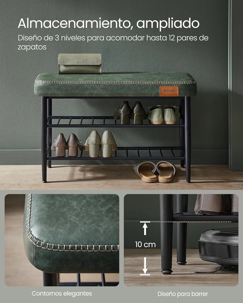 Ekho cipőpad, bejárati cipőtartó 30x80x50 cm, erdőzöld