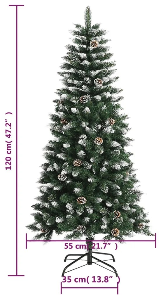 zöld PVC műkarácsonyfa állvánnyal 120 cm