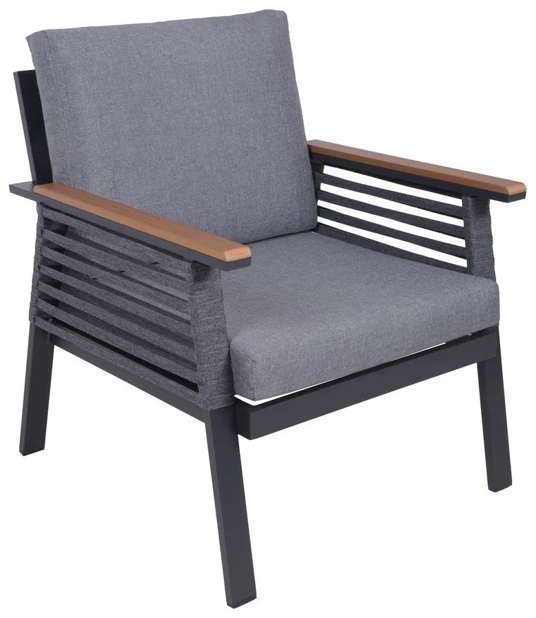 Sötétszürke alumínium négyszemélyes kerti lounge szett Denia – Garden Pleasure