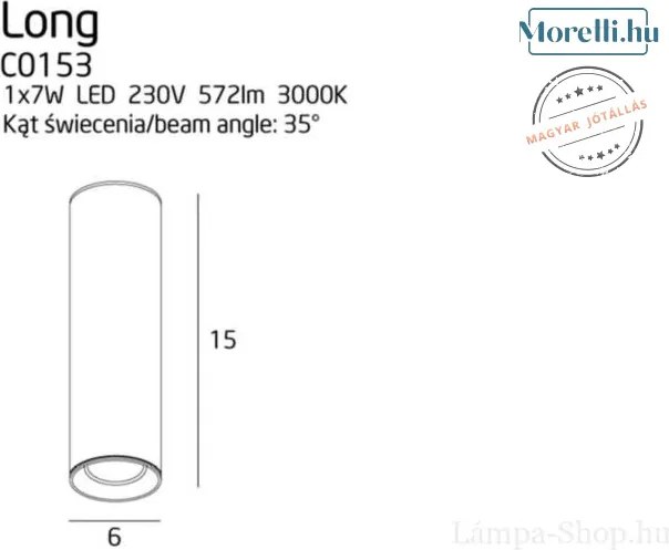 MAXLIGHT C0153 Hengeres Mennyezeti Lámpa LED IP20