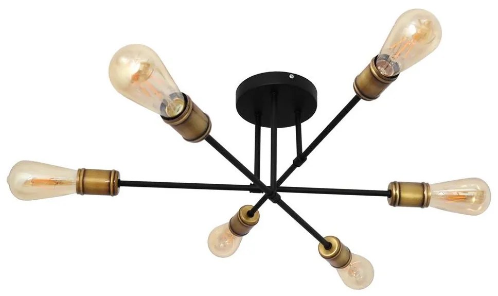 Csillár CAMBRIDGE 6xE27/20W/230V fekete/arany