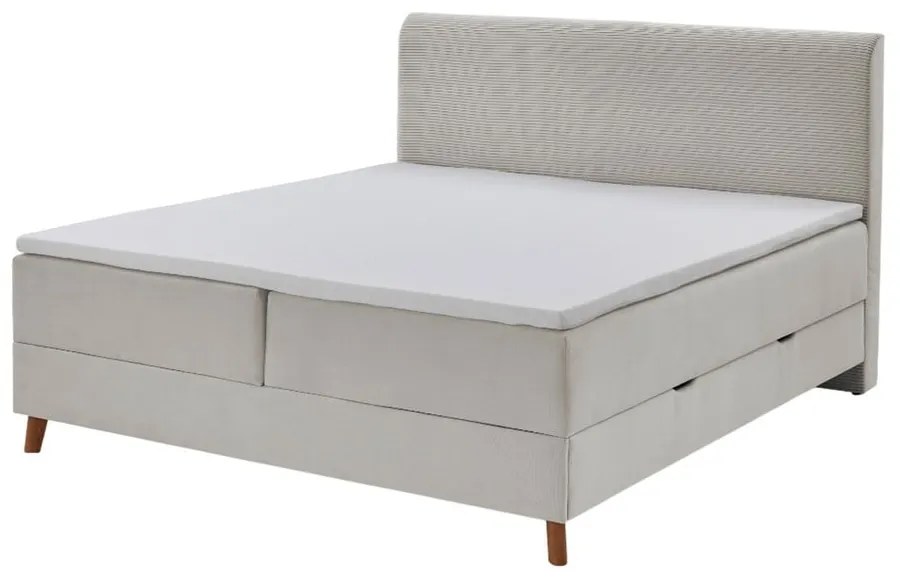 Bézs boxspring ágy tárolóhellyel 160x200 cm Memphis - Meise Möbel