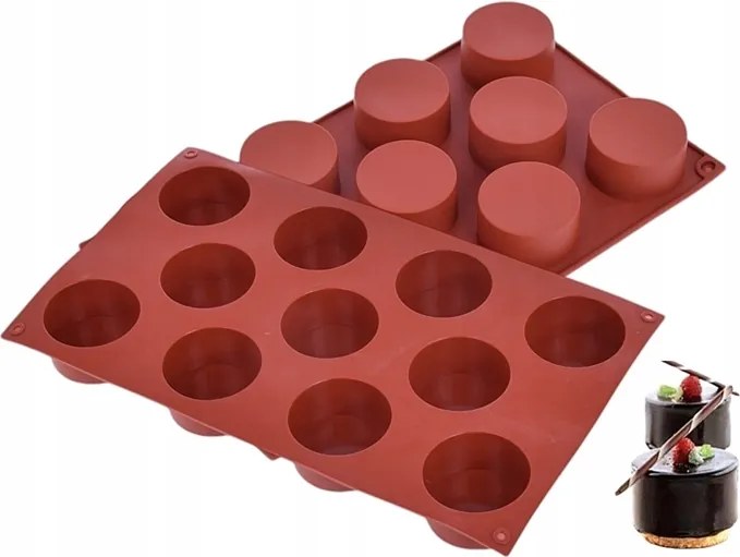 Szilikon öntőforma Henger 50xh30mm 11 Fészek Desszertek Mousse