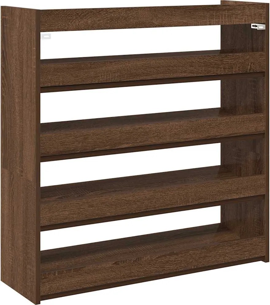 vidaXL barna tölgy színű szerelt fa cipőtartó 80x25x81 cm