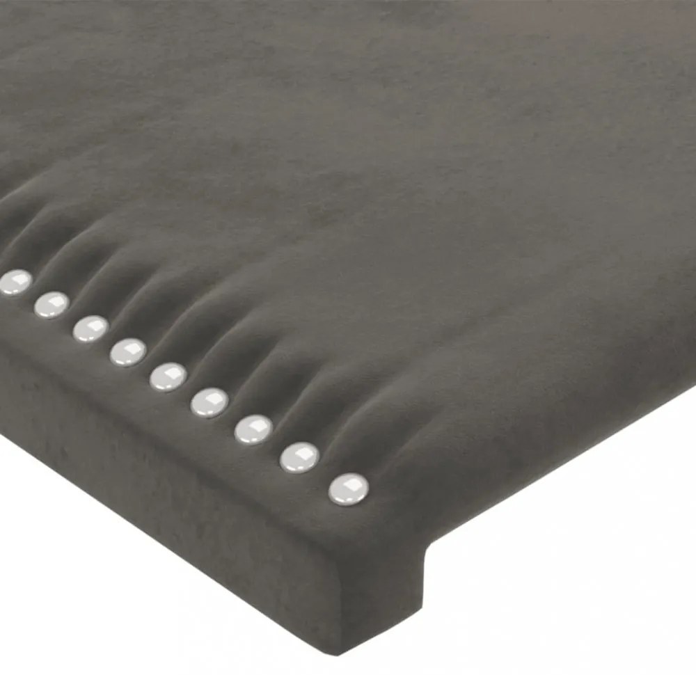 sötétszürke bársony LED-es fejtámla 163 x 16 x 78/88 cm