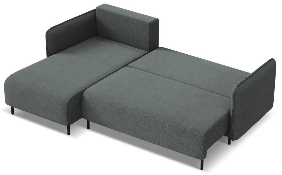 Sötétszürke kinyitható-tárolóhelyes sarokkanapé (bal oldali) Luana – Makamii