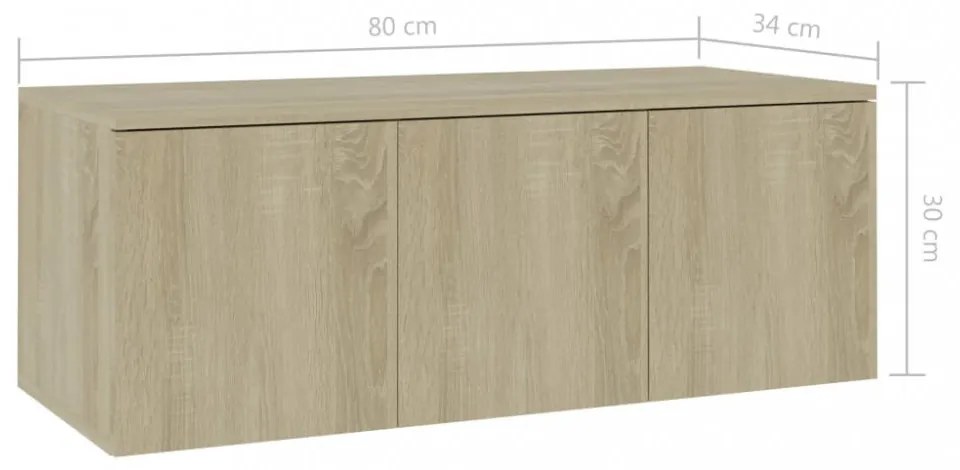 sonoma tölgy színű szerelt fa TV-szekrény 80 x 34 x 30 cm