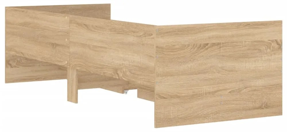 sonoma tölgy színű műfa ágykeret fiókokkal 100 x 200 cm