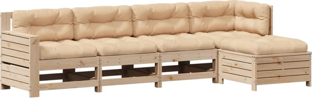 vidaXL 5 részes tömör fenyőfa kerti ülőgarnitúra párnával