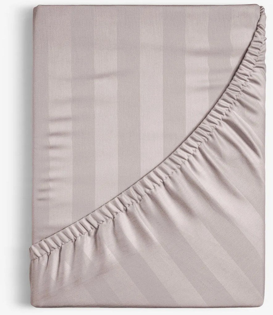 Goldea körgumis damaszt lepedő - szürkésbarna csíkos 80 x 200 cm