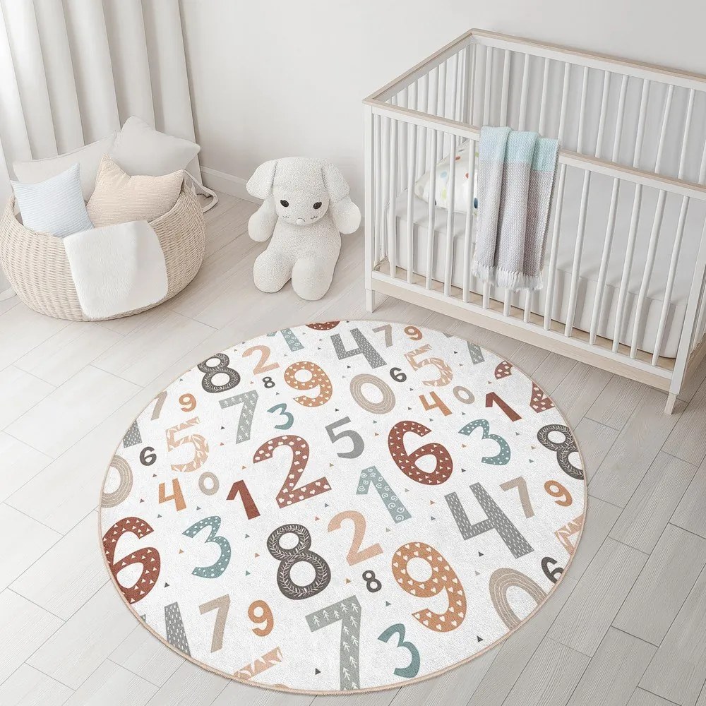 Mosható gyerek játszószőnyeg ø120 cm Happy Numbers – Mila Home