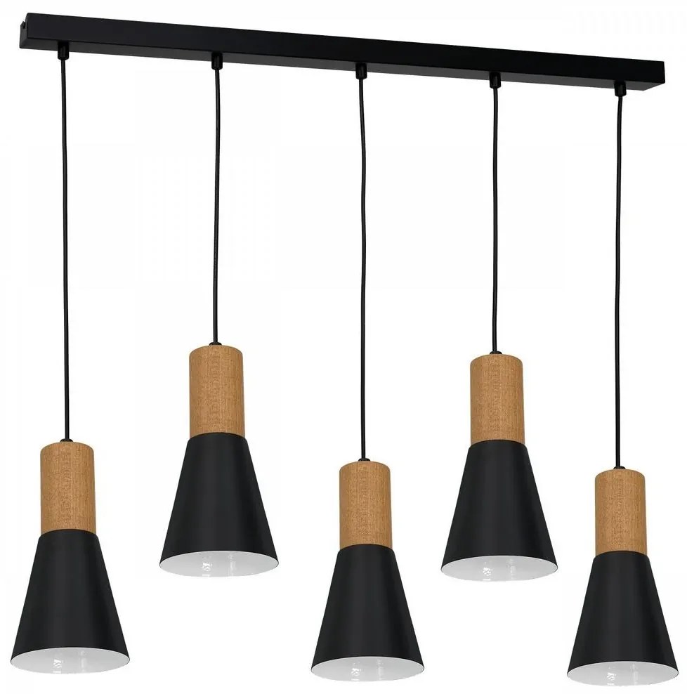 Csillár zsinóron EDMON 5xE27/60W/230V fekete