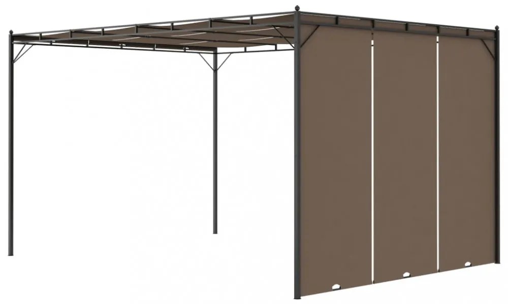 tópszínű kerti pavilon oldalfüggönnyel 4 x 3 x 2,25 m
