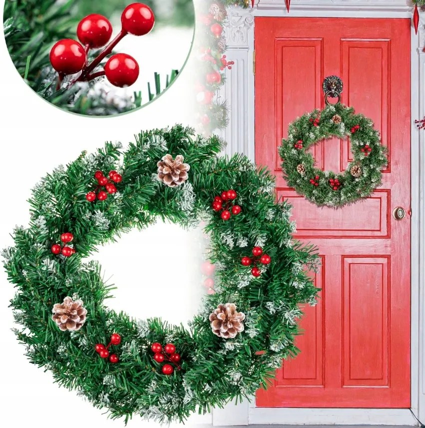 Koszorú Karácsonyi Ajtódísz Asztal Dekoráció 40cm
