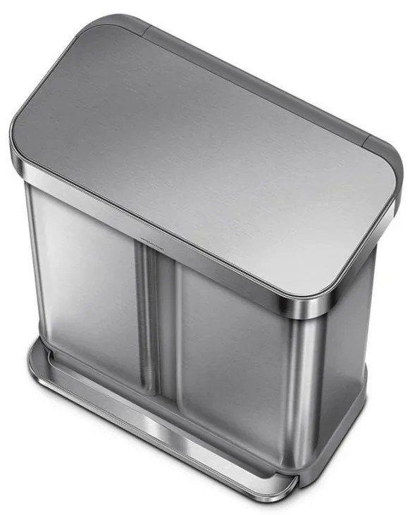 Simplehuman Pedálos szemetes szelektívhulladékgyűjtő, 58 l, csiszolt acél, FPP