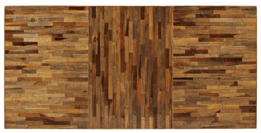 tömör újrahasznosított tíkfa/acél étkezőasztal 180 x 90 x 76 cm