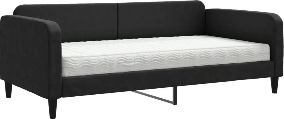 vidaXL fekete szövet kanapéágy matraccal 100 x 200 cm