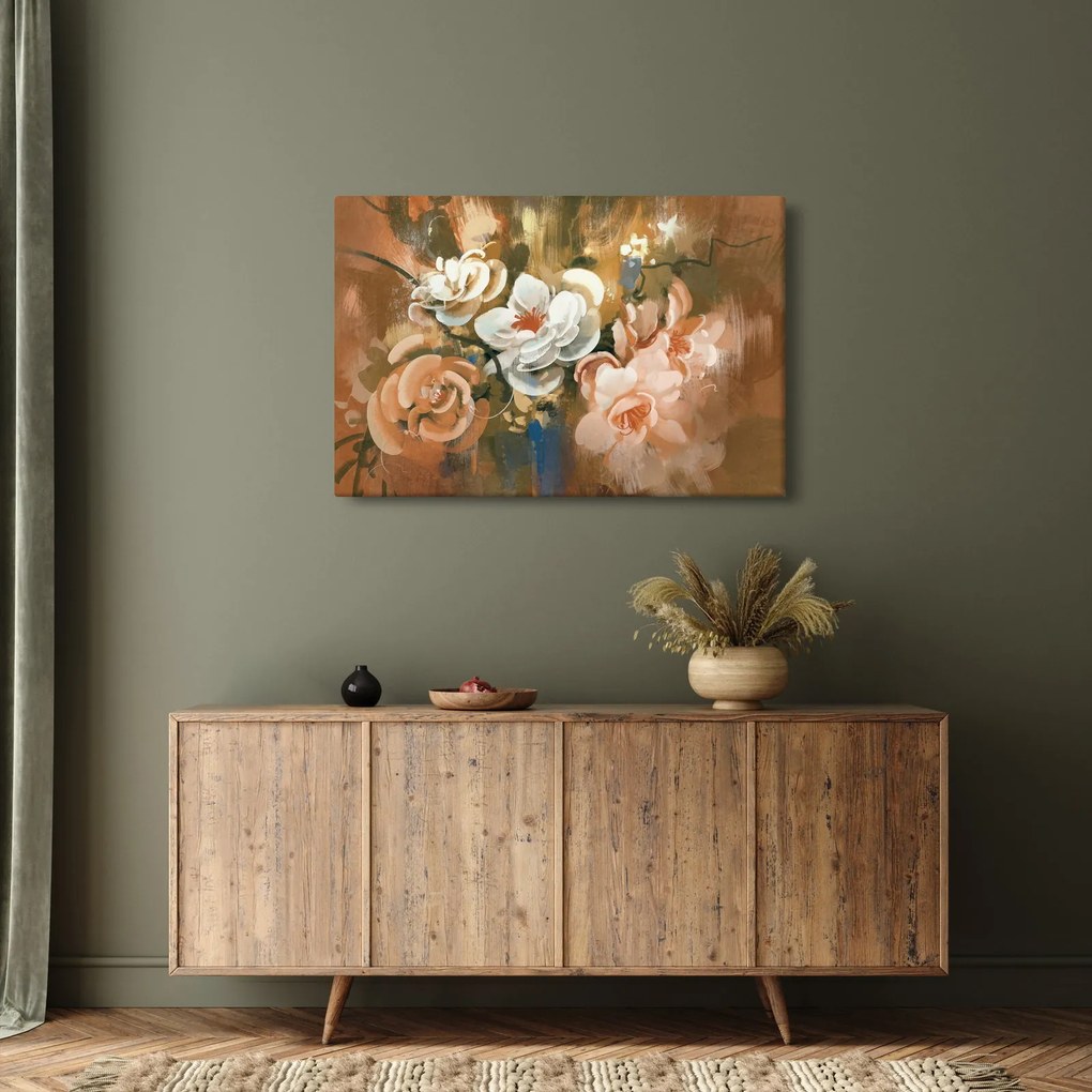 Kép - Festett csokor virág (90x60 cm)
