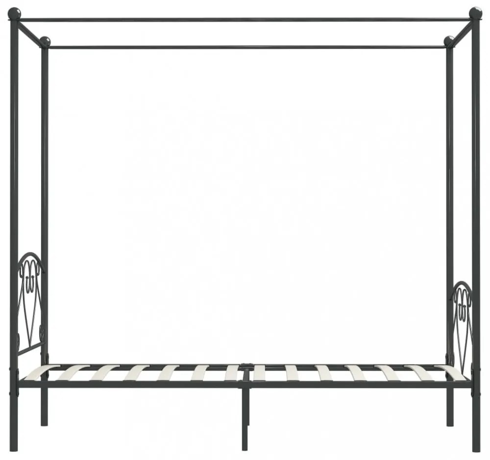 szürke fém baldachinos ágykeret 90 x 200 cm