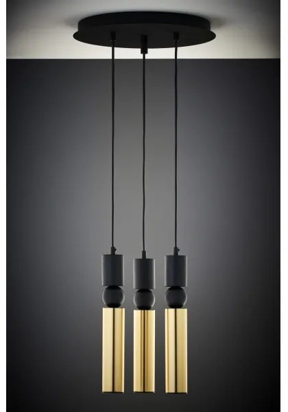 Jupiter 2016 - Csillár zsinóron ALAS 3xGU10/10W/230V arany/fekete