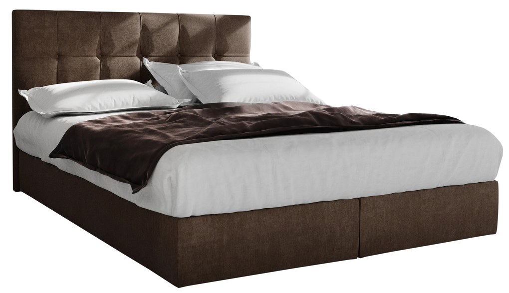 Franciaágy Boxspring 180 cm Porto (sötétbarna) (matraccal és tárolóhellyel). 1047316
