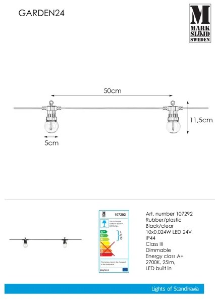 Markslöjd 107292 - LED Kültéri dekoratív lánc GIRLAND GARDEN 10xLED 5,5m IP44