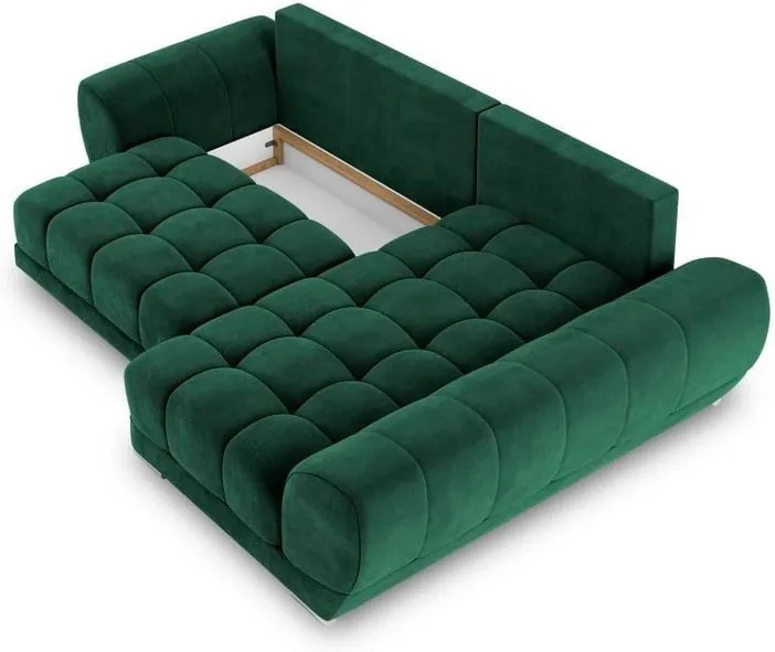 Nuage palackzöld kinyitható sarokkanapé bársony kárpittal, jobb oldali - Windsor &amp; Co Sofas