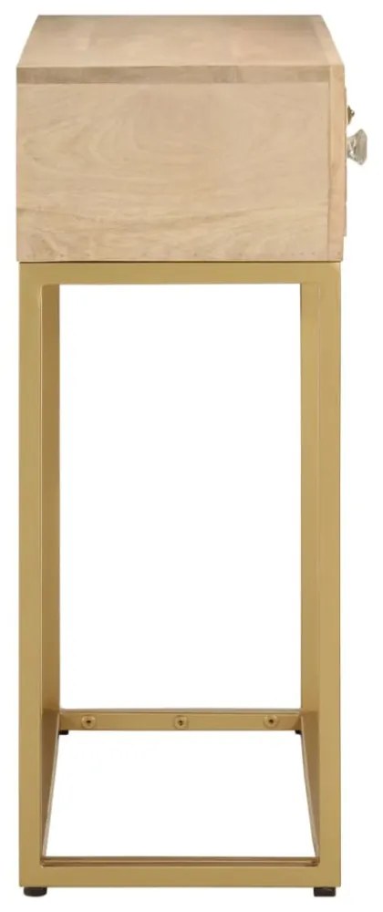 tömör mangófa és vas tálalóasztal 90 x 30 x 76 cm