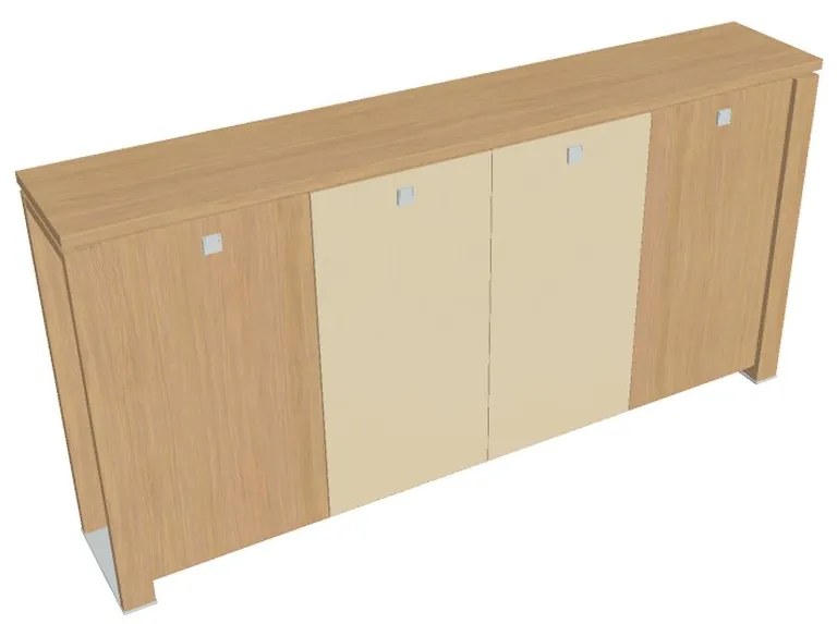 Verno+ közepes gardrób 260 x 46 x 130 cm, kombinált ajtó, világos tölgy / vanília