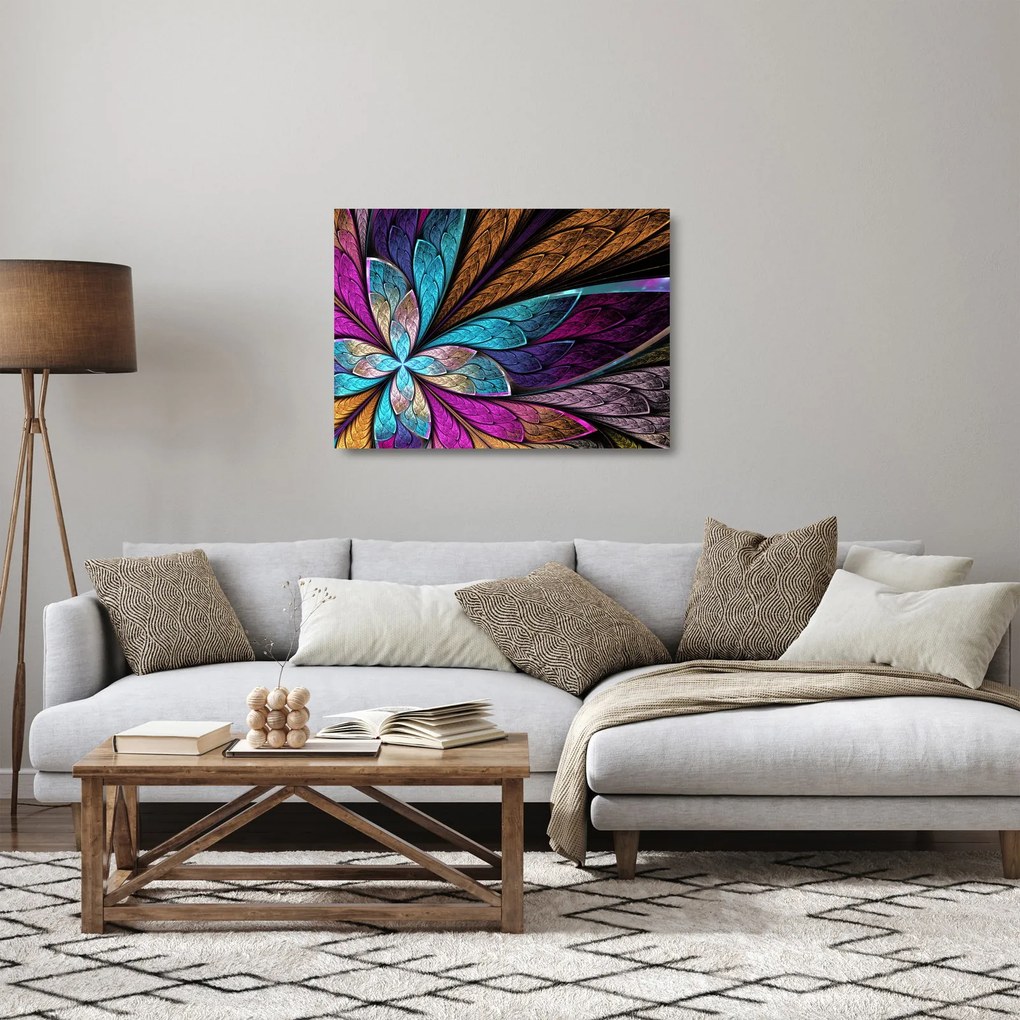 Kép - absztrakció, virág (üvegen) (70x50 cm)