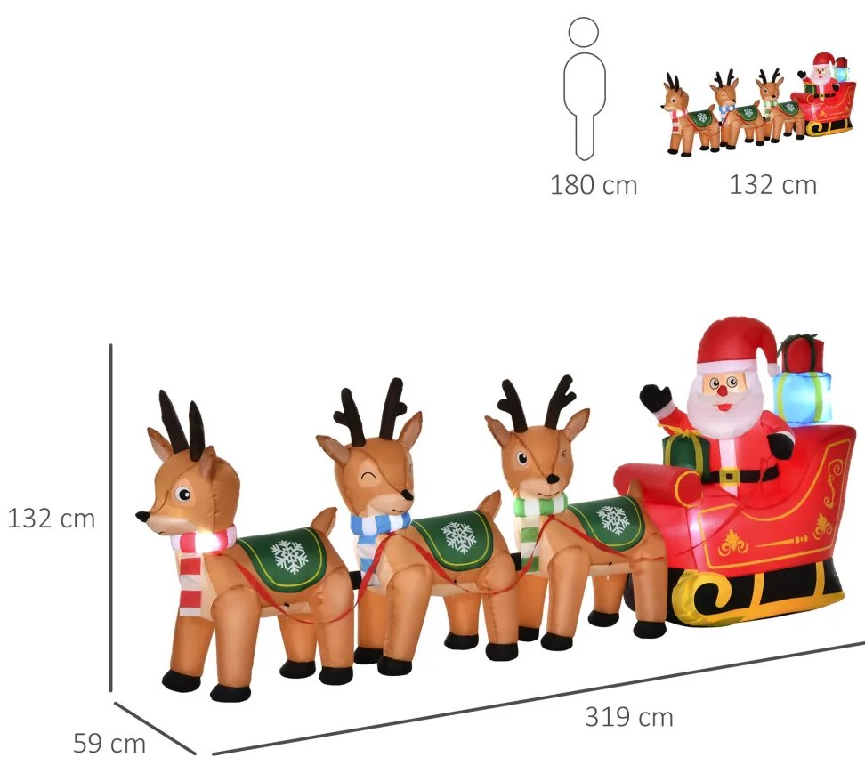 Felfújható mikulás rénszarvas kültéri karácsonyi dekoráció, fúvóval együtt, 140 cm,